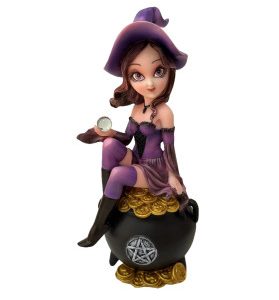 Beautiful Witches 19CM WITCH SITTING ON CAULDRON