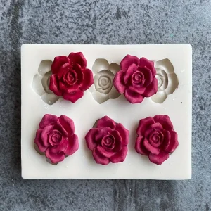 6-Cavity Rose Flower Silicone Mold