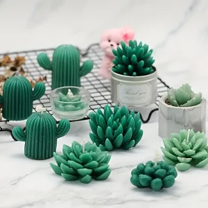 3D Fleshy Cactus Candle Silicone Molds 7 pieces